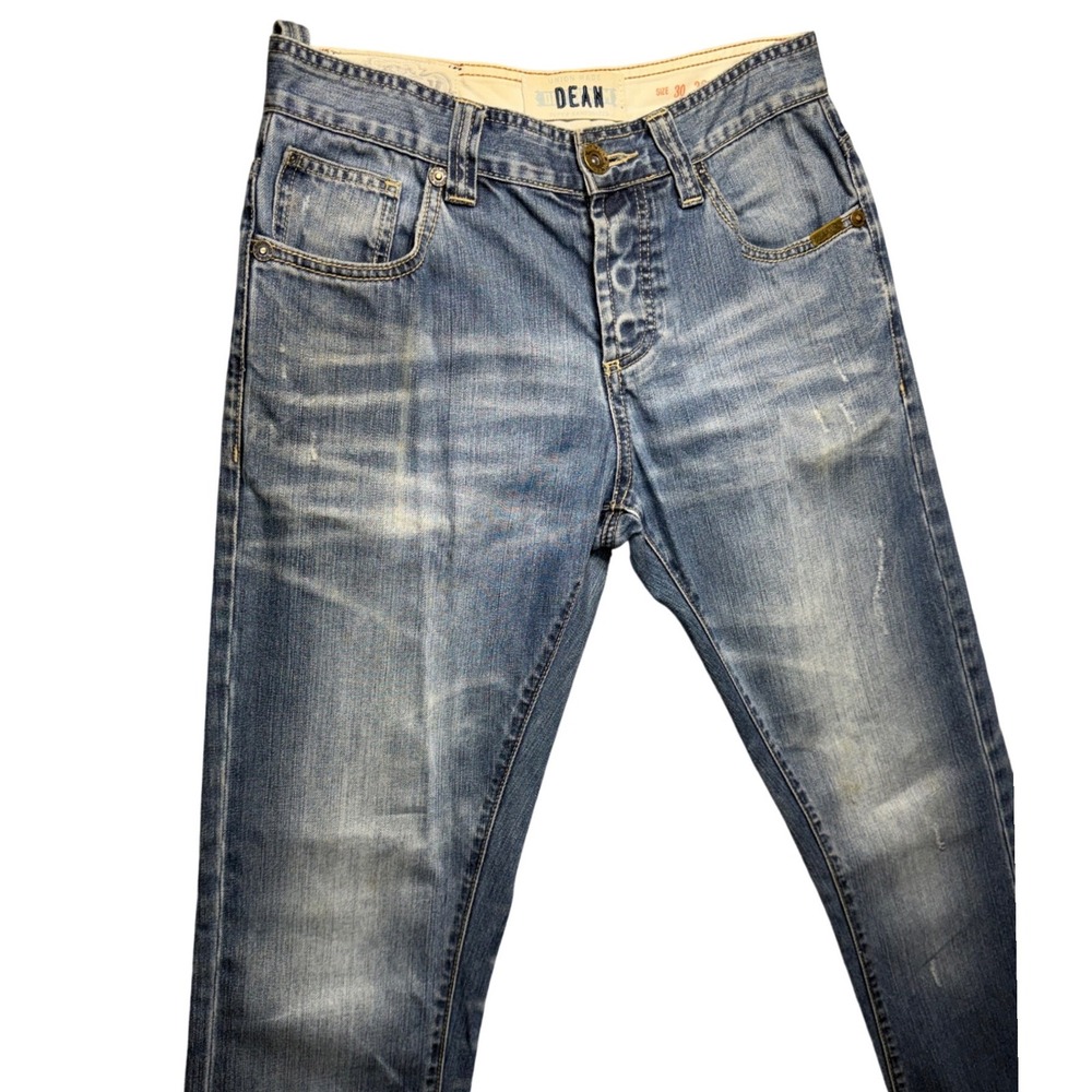 Superdry Dean Jeans Men's 30x32 Slim Fit Denim Medium Wash Whiskering Faded - Picture 4 of 15
